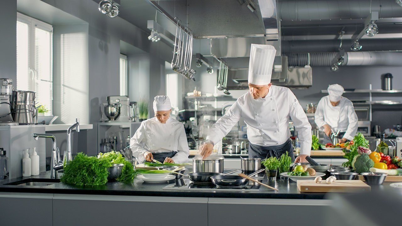 Chefs at work in the WSG Services kitchen